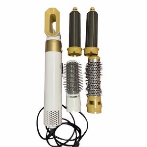 3-in-1 White and Gold Hot Air Styler with Interchangeable Barrels